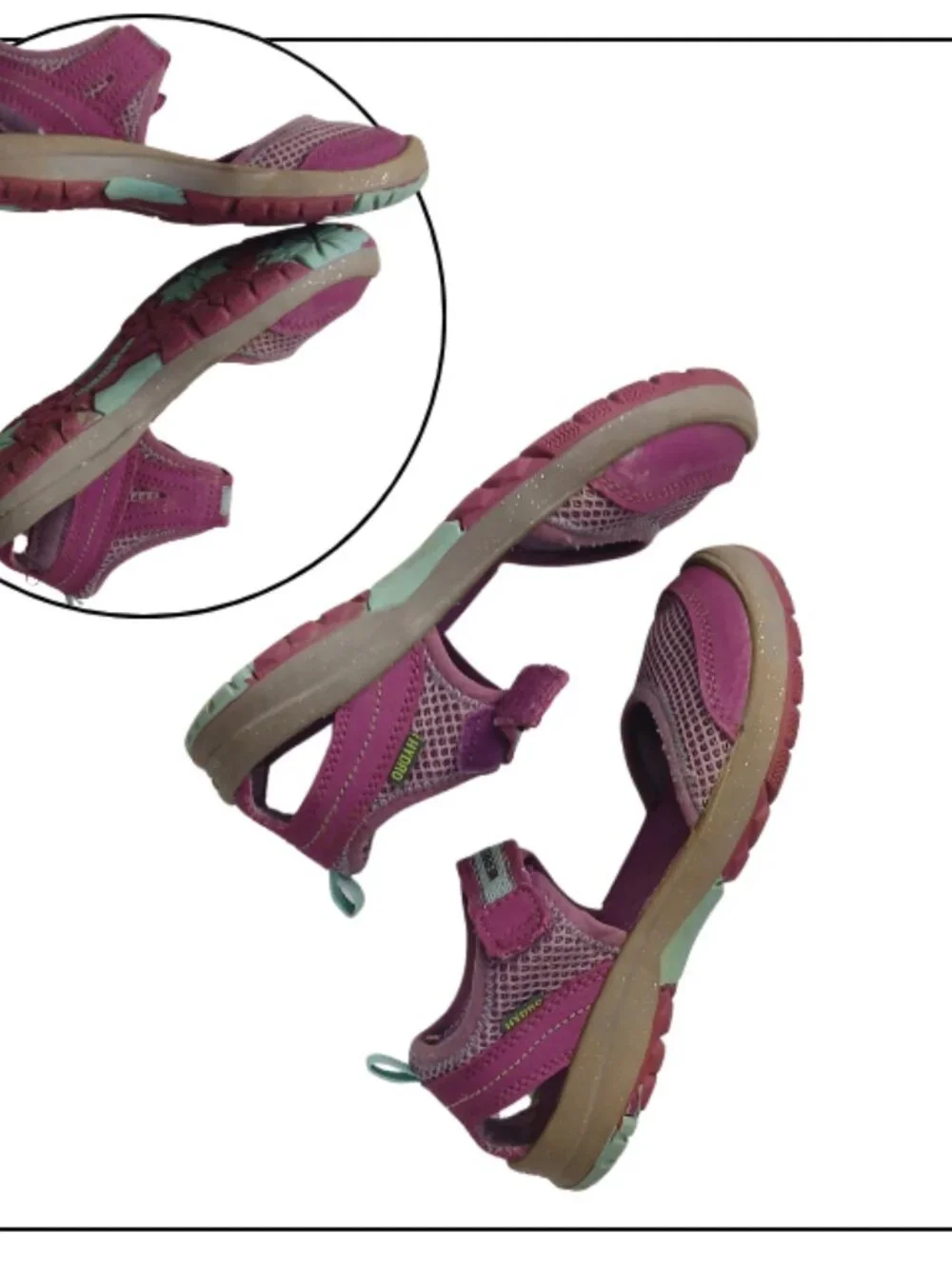 Merrell Plum Purple Kids Hook-and-Loop Sandals with Mesh Upper